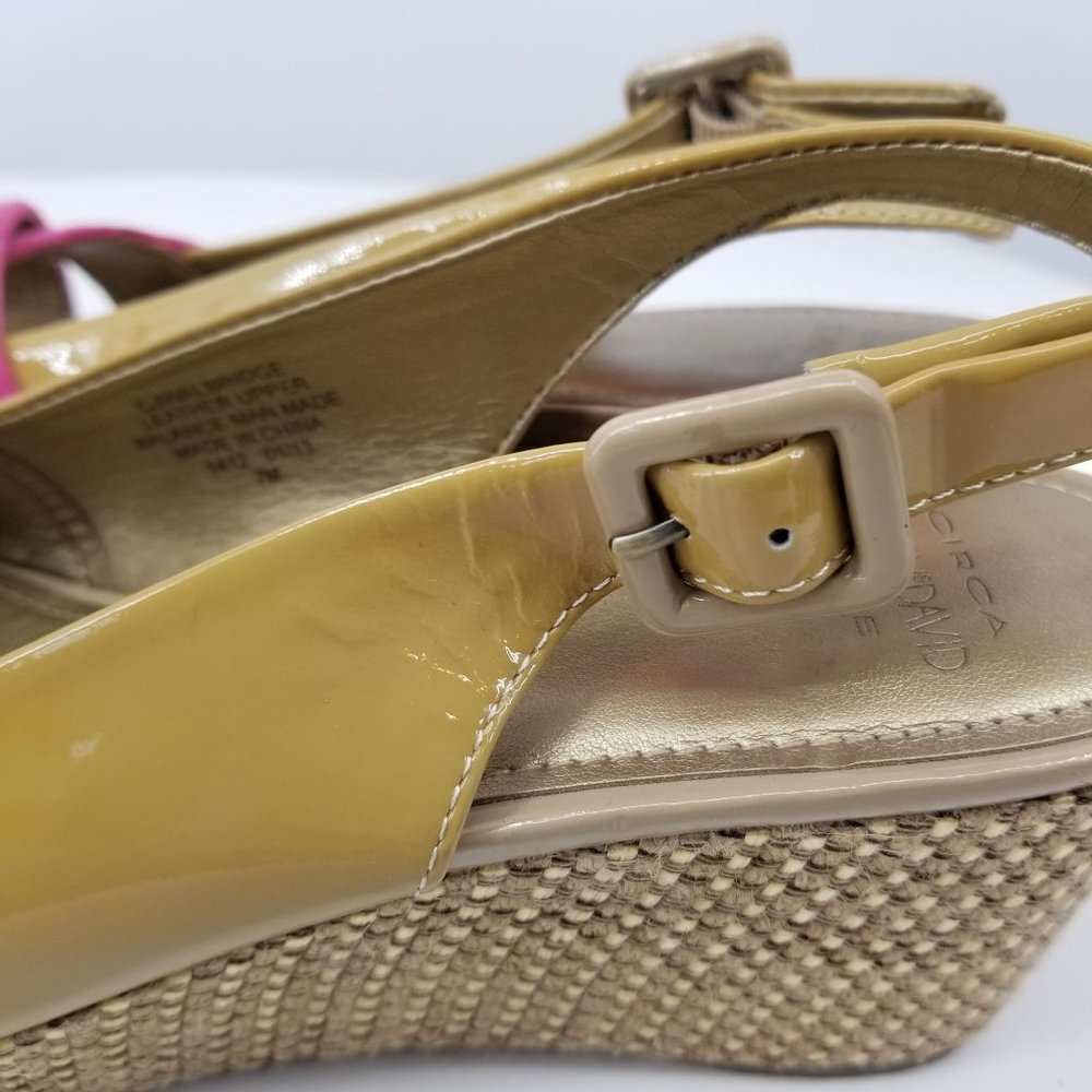 Women’s Pink and Yellow Wedge Sandals - Picture 8 of 12